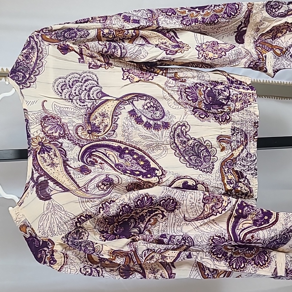 NWT Band Of The Free Paisley Crop Top Purple Cream Women’s Large - Picture 5 of 5